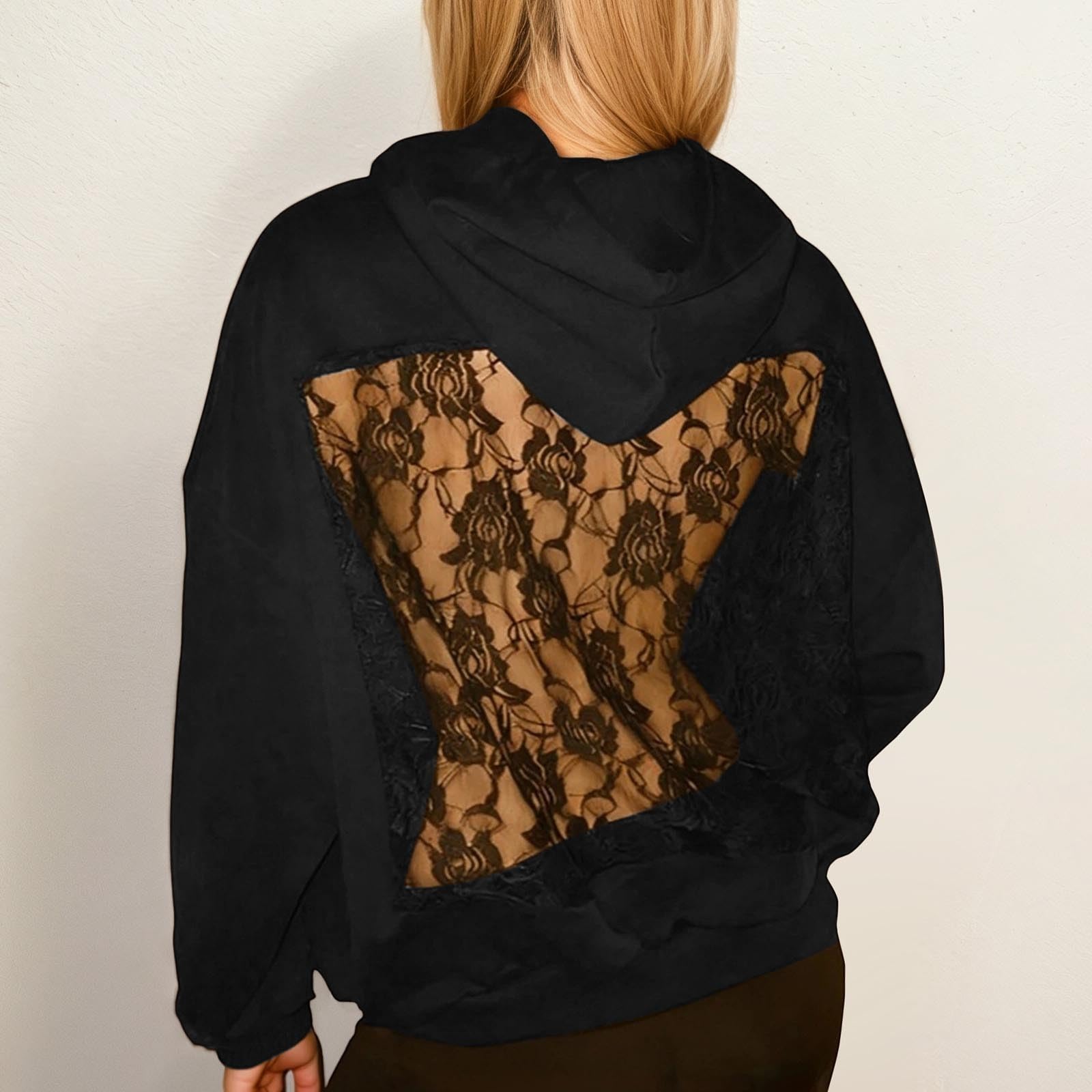 

Жіночий Модний Сексуальний Худі Без Спини З Прорізами На Спинці Дихаючий Худі Сітчастий Прозорий Светр M