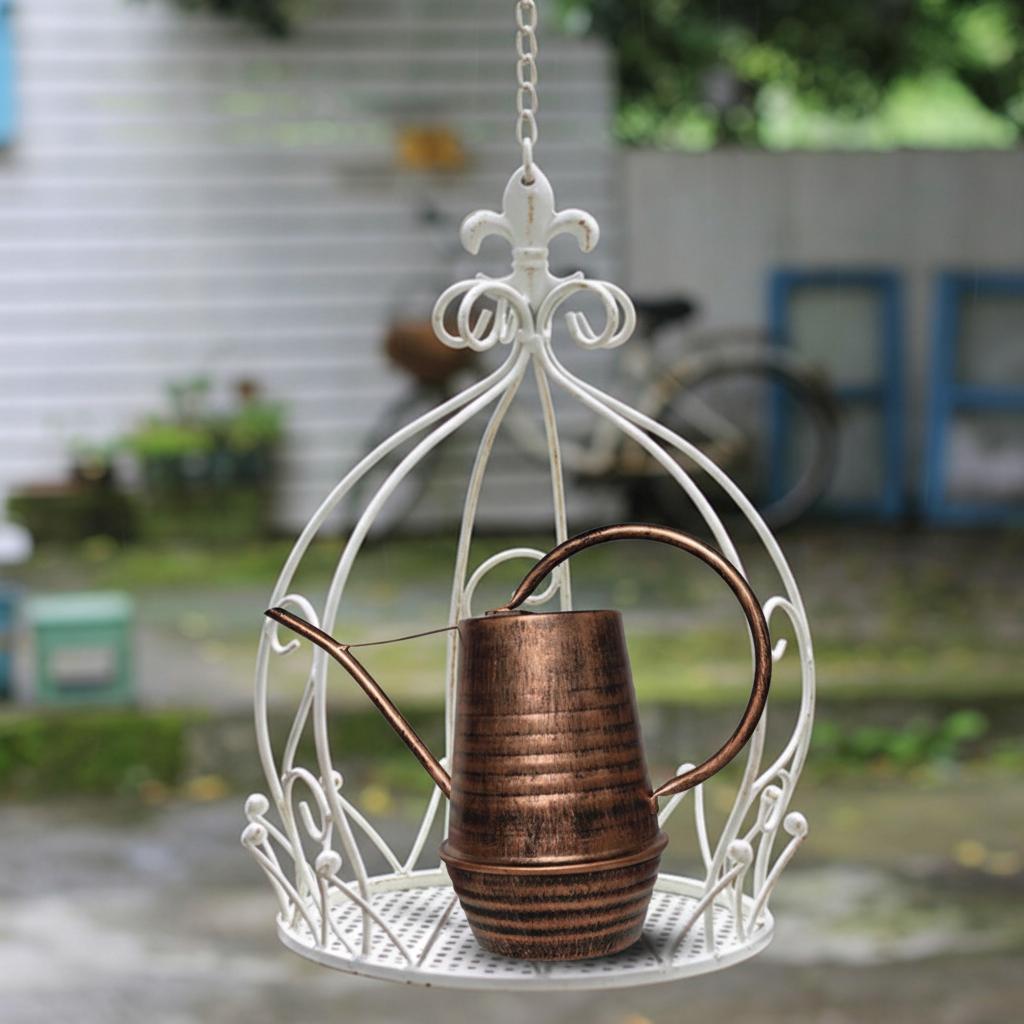 Crown Hanging Planter Outdoor Iron Basket Ornamental Balcony Patio Holder Long Spout Retro Metal