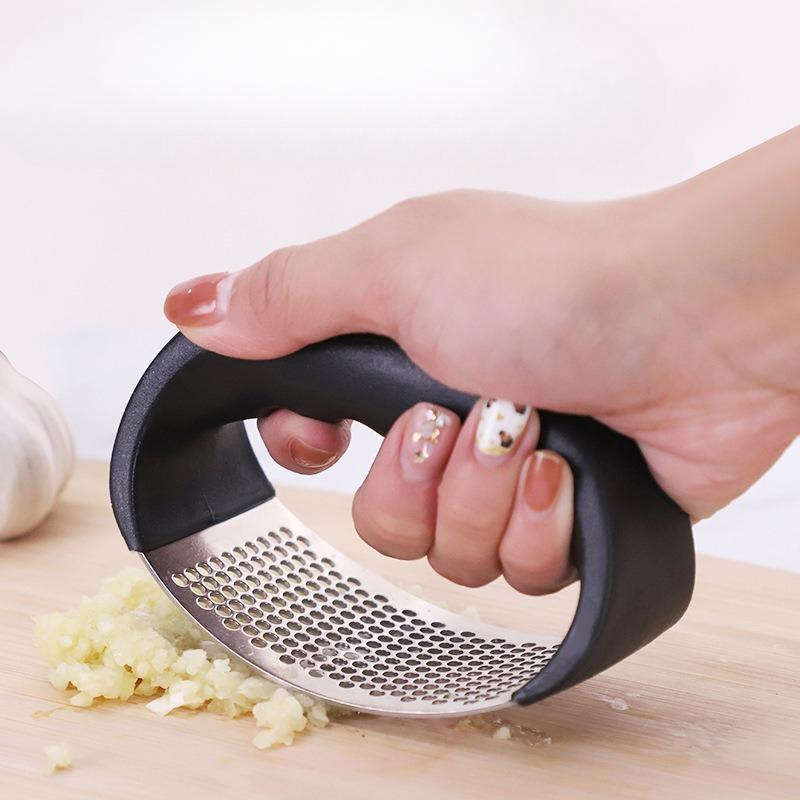 Stainless Steel Manual Circular Garlic Press, Garlic Mash Artifact, Garlic Scoop, Household Kitchen, Garlic Mash Tool