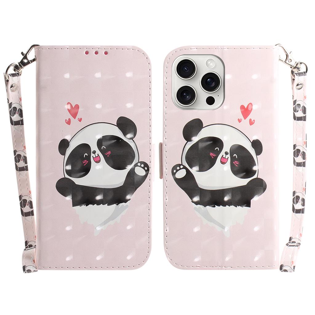For iPhone 16 Pro Wallet Case 3D Pattern Print Leather Phone Cover
