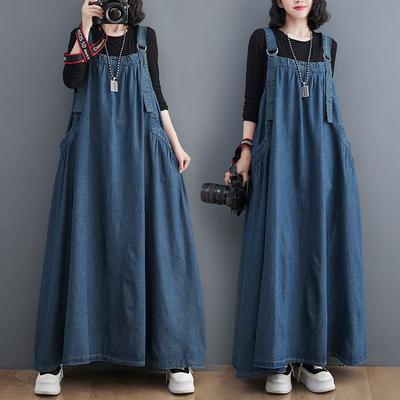 Damenmode Sommer Frühling Einfarbig Druck Ärmellose Hosenträger Lose Taille Freizeitkleider