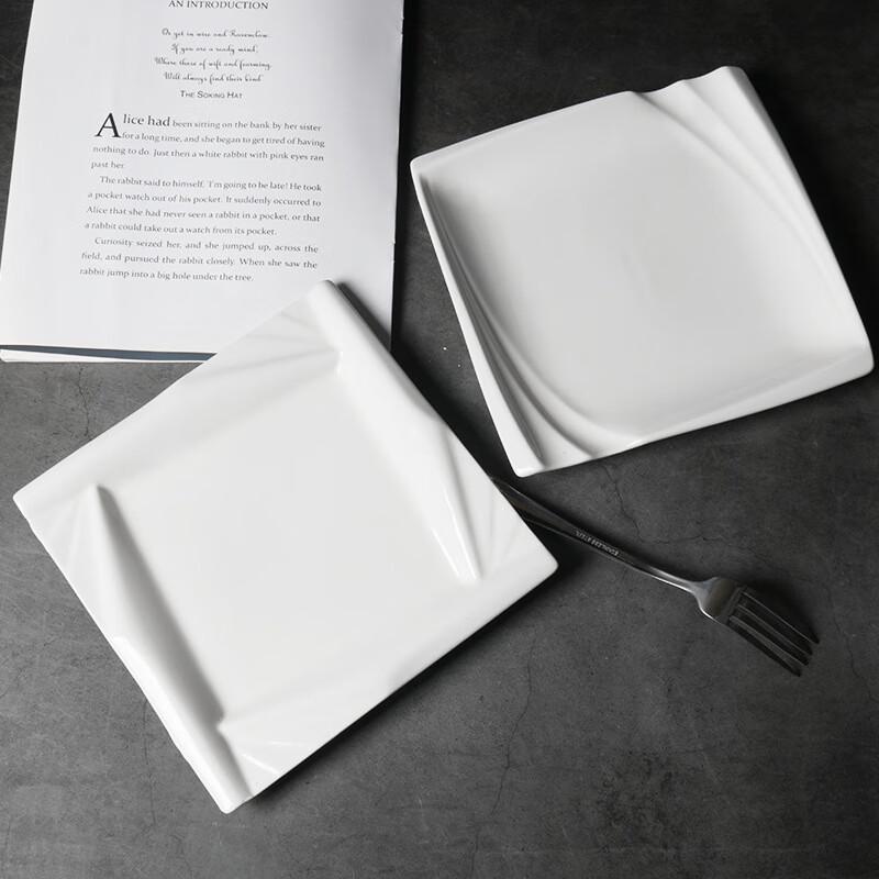 ZISIZ Thickened White Ceramic Dinner Plate