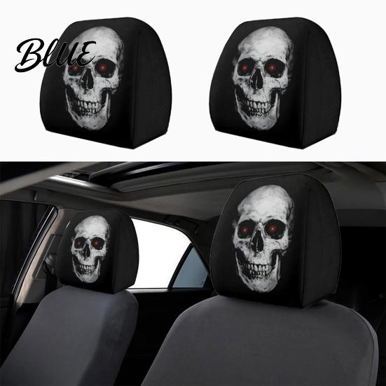 Removable Headrest Cover Ghost Face Car Covers Scary Seat Adjustable Protector Universal Stretchy Accessory for Most Cars