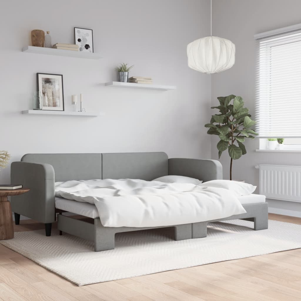Vidaxl Sofa Rozsuwana, Jasnoszara, 90X200 Cm, Tkanina