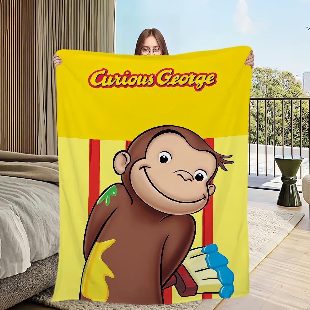 

cartoon funny art monkey C-Curious G-George Flannel warm soft plush blanket for sofa living room office bedroom travel gift 30x40in