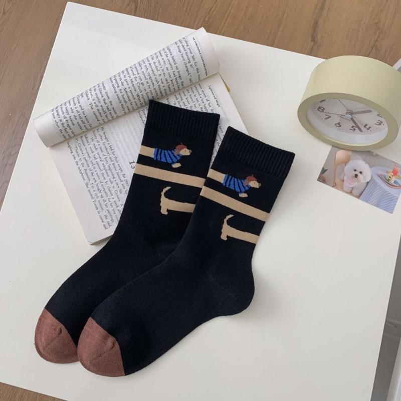 Ladies Spring and Summer Thin New Pure Cotton Cartoon Boneless Pile Socks