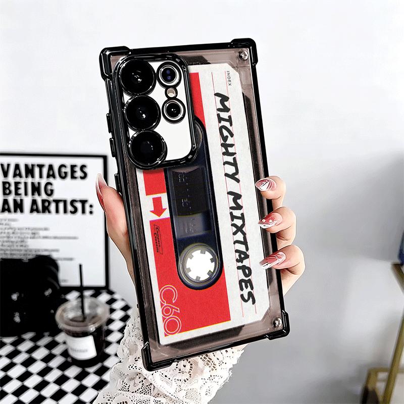 Vintage 90S Cassette Tape Pattern Soft Phone Case For Samsung Galaxy S26 Ultra S25 Edge S24 FE S23 Plus S22 S21 + S20 Plating An
