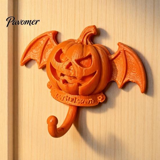 Black Bat Wing Hook Devil Pumpkin Wall Hook, Halloween No-Drill Adhesive for Keys Key Holder Bags, Strong Sticky Damage-Free Decorative Hooks Entryway