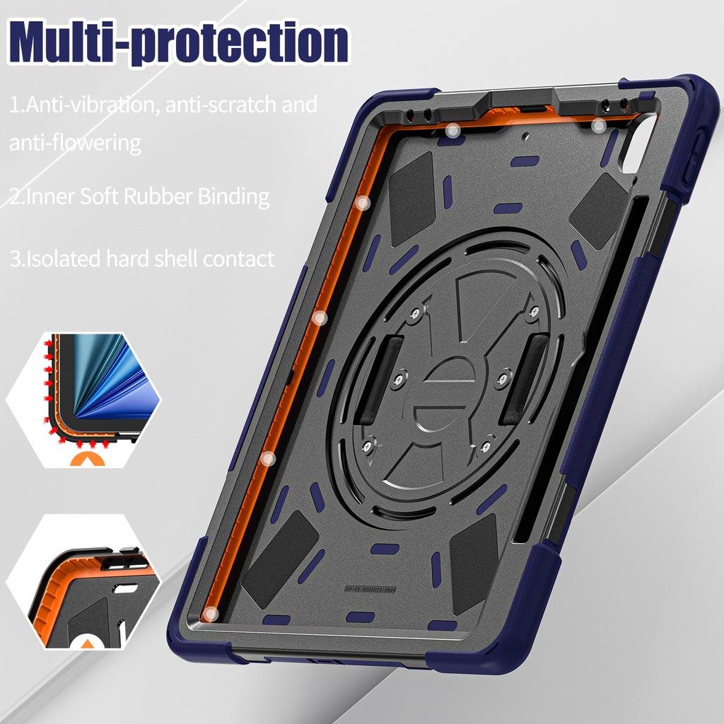 For iPad Air 11 (2025)/(2024) Case with Shoulder Strap TPU+PC+Silicone Kickstand Tablet Cover