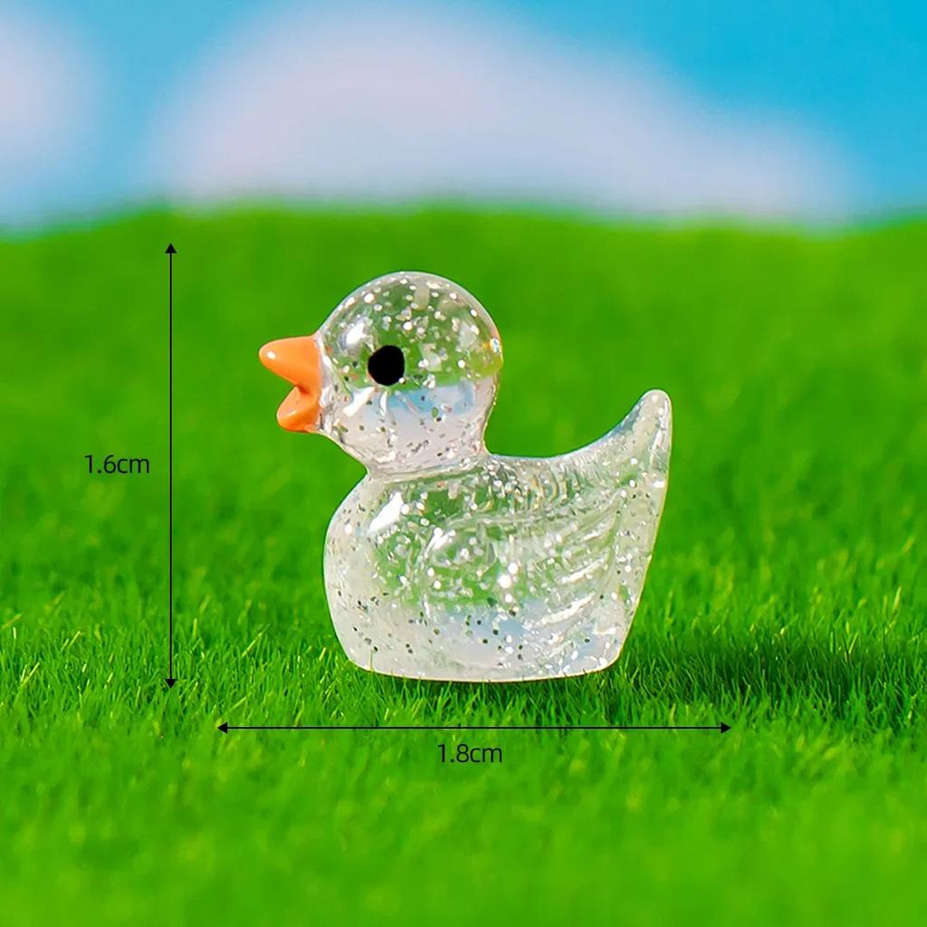 50 Stück Mini-Enten Pailletten Miniatur-Ente Harz Schreibtischdekoration Niedliche Figuren Feengarten Zubehör Heimdeko DIY Puppenhaus