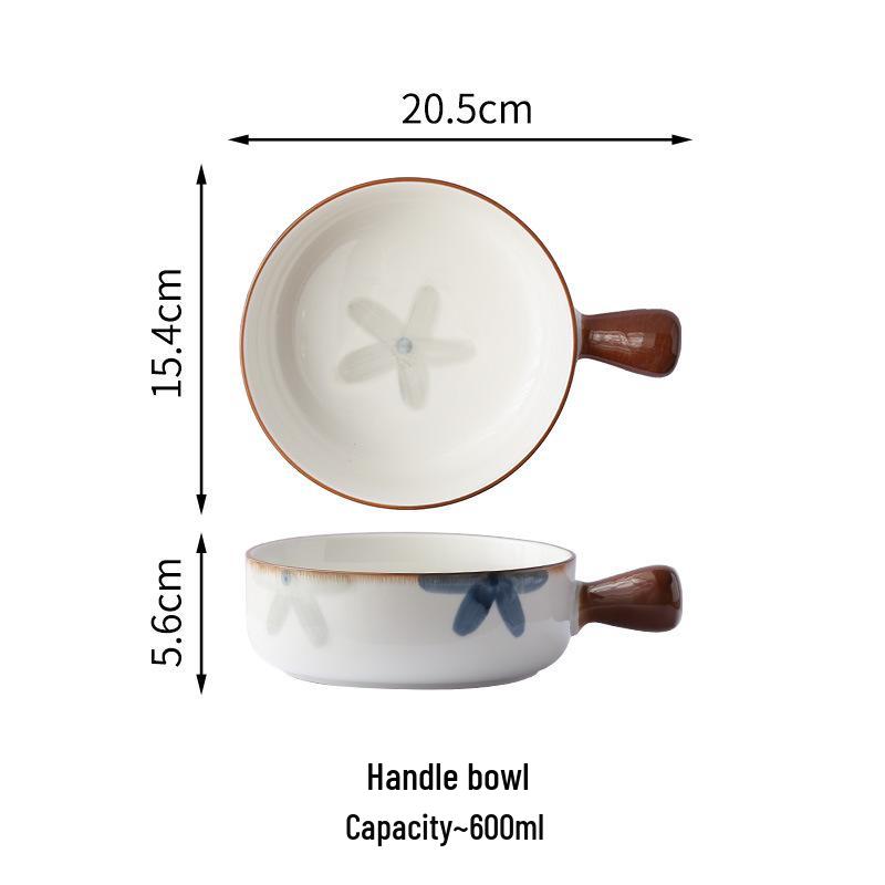Japanese Ceramic Ink Wash Bowl and Plate Set - Tableware for Home Dining