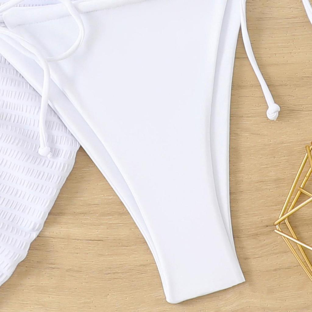 Sleek Solid Color Three-Piece Bikini Set - Women's Sexy, Tight, Backless Swimsuit