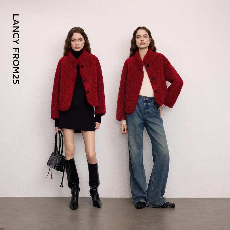 LANGZI Women's Premium Wool Stand-Collar Winter Coat