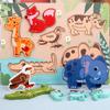 Wooden Puzzle Educational Cognitive Animal Jigsaw Board for Children Toddler