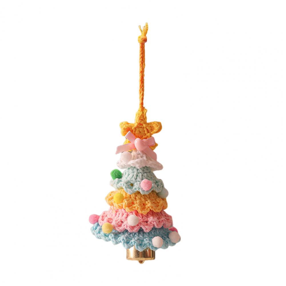 Feiertags-Partydeko Dekorativer Baum Hängeanhänger Festliche Gestrickte Weihnachtsbaum-Ornamente mit Goldener Klingelglocke für Feiertage