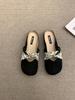 2025 Summer New Late Evening Breeze Gentle Heeless Lazy with Skirt French Bag Head Half Slippers Women's Summer Wear