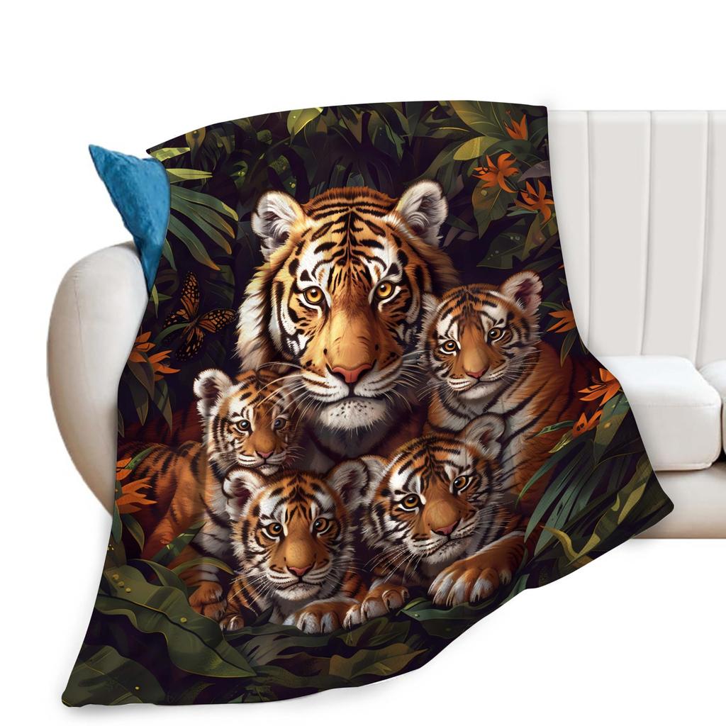 Soft Cozy Tiger Throw Blanket Warm Fuzzy Plush Blanket for Bed Couch Sofa Lightweight Flannel Blanket Gift for Adults Teens