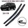 24"+19" Frameless Wipers for Infiniti QX56 MK2, QX80 Z62, Nissan Patrol Y62, Armada TA60, Safari Y62