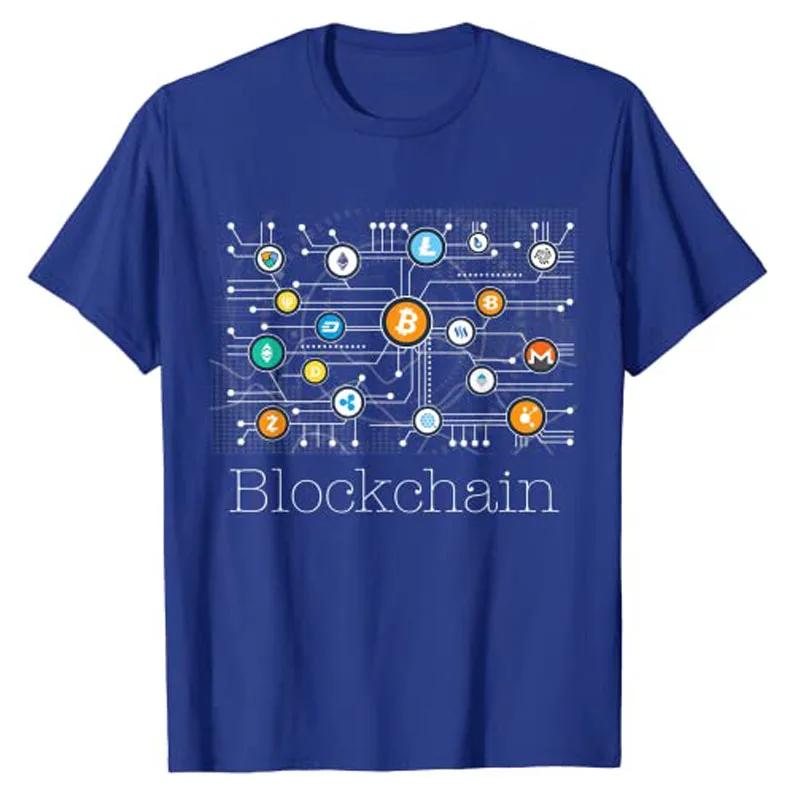 Blockchain Cryptocurrency Tshirt BitCoin Crypto BTC Gift Funny Investor Graphic Tee Tops Unisex Clothing Customized Product Cotton