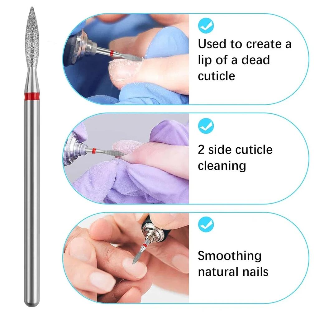6pcs/SET Nail Dill Bits Diamond Milling Cutter for Manicure 3/32" Burr Electric Nail File Cuticle Remover Tool