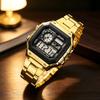 YIKAZE Digital Watch Men's Stainless Steel Strap Countdown Sport Watch Waterproof LED Electronic Wristwatch for Men Gift