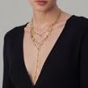 Gold-Plated Stainless Steel Four-Leaf Clover Diamond Tassel Clavicle Sweater Chain for Women