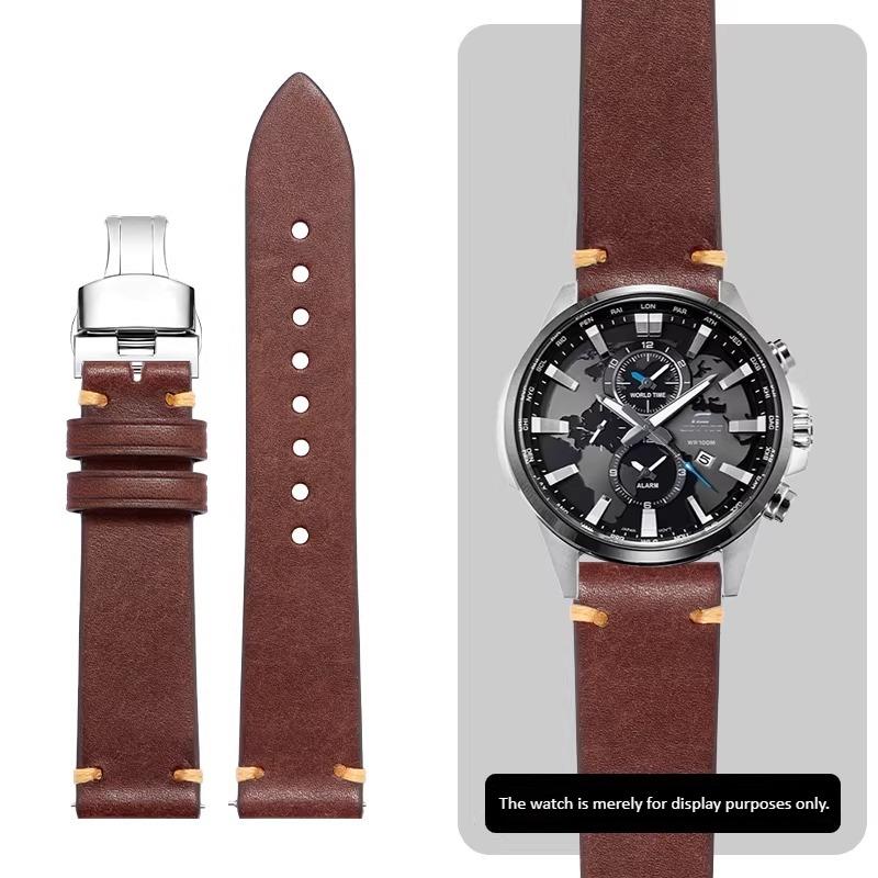 22mm 23mm high-quality genuine leather watch strap For Casio EDIFICE EFR-552D/539/303 EFV-650D MDV-107D Men's Cowhide watchband