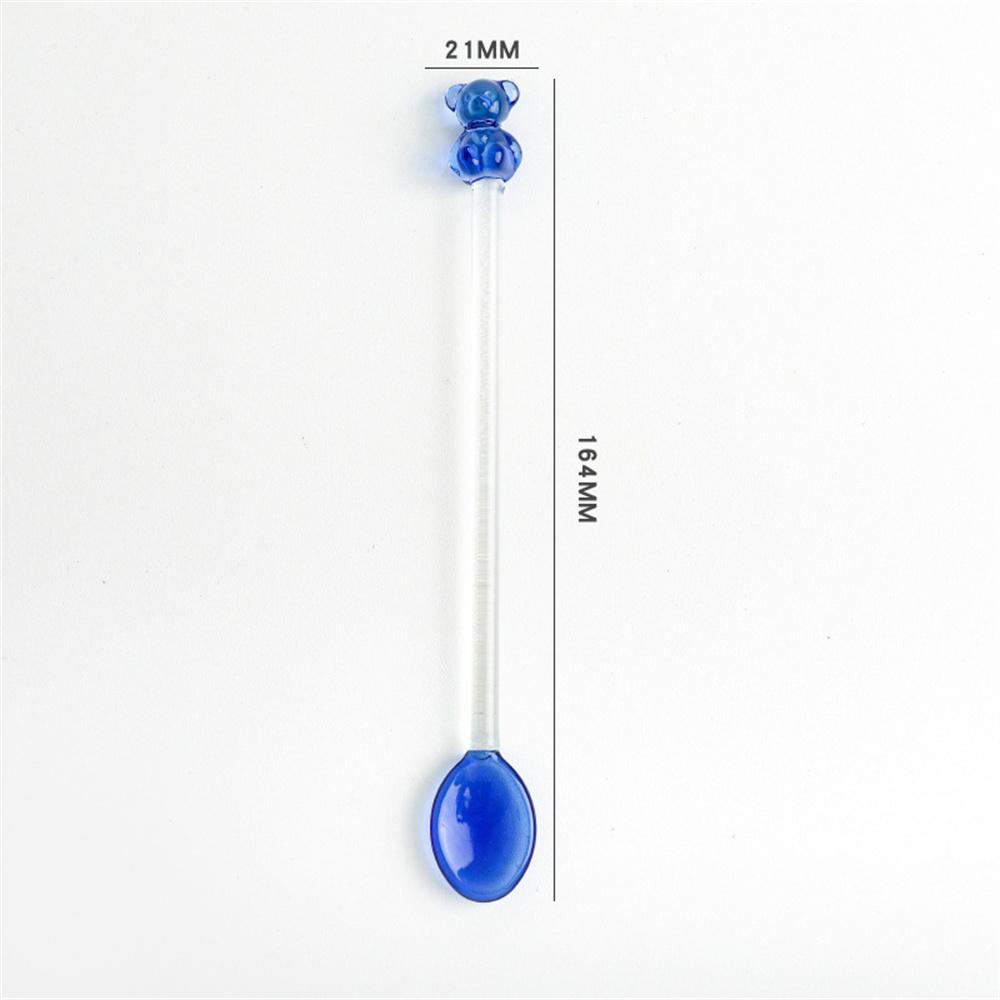 Japanese Style Creative Milk Dessert Teddy Bear Spoon Colorful Transparent Glass Spoon Cute Long Handled Coffee Stirring Spoon