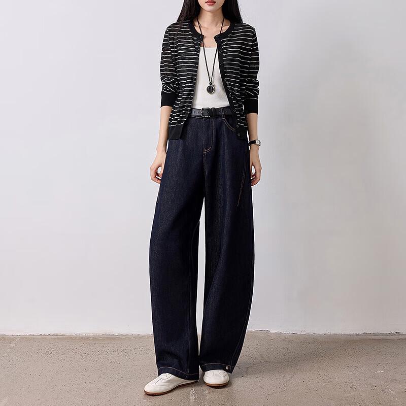 Chuyu 2026 Autumn Women's Mid-High Waist Wide Leg Washed Denim Jeans
