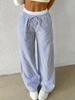 2024 Women's Autumn/Winter Casual Blue Striped Straight-Leg Pants