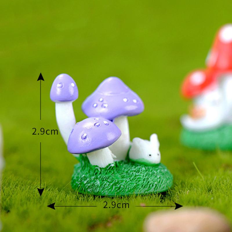 Colorful Mushroom Resin Ornament Multi-purpose Waterproof Rust-proof For Micro Landscape Decoration