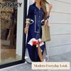 JPNTKY Fashion Long Sleeve POLO Neck  Casual Dresses