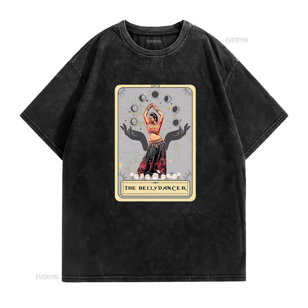 The Bellydancer Tarot Card T Shirt Belly Dance for Dancer vintage Washed Casual Top For Everyday Wear Breathable graphic homme