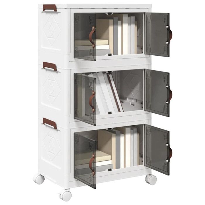 Stackable Storage Box with Wheels 3 Levels 28 L