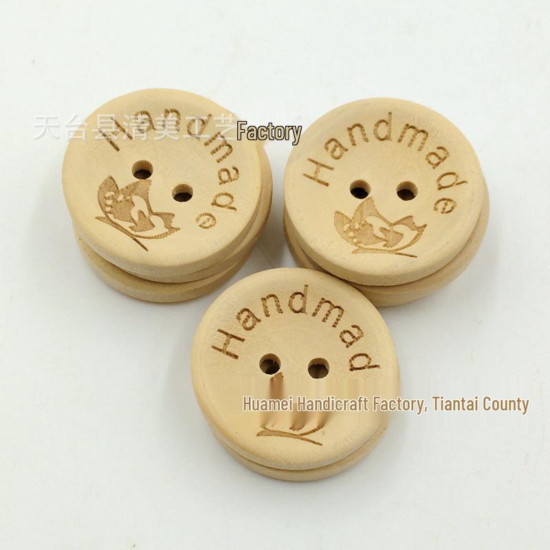 Laser Engraved Wooden Heart Buttons: 15/20/25mm Round