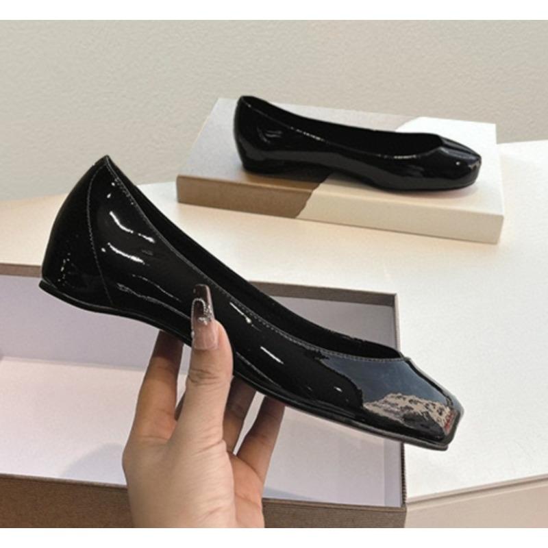 Fashion New Women's Fashion French Red Leather Toe Shoes Female Spring New Soft Sole Mary Jane Single Shoe Ballet Flat Shoes