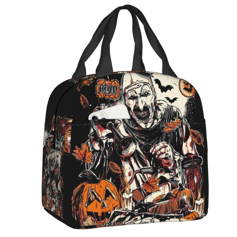 Custom Poster Of T-Terrifiers Halloween Resuable Lunch Boxes Women Leakproof Cooler Thermal Food Insulated Lunch Bag Office Work