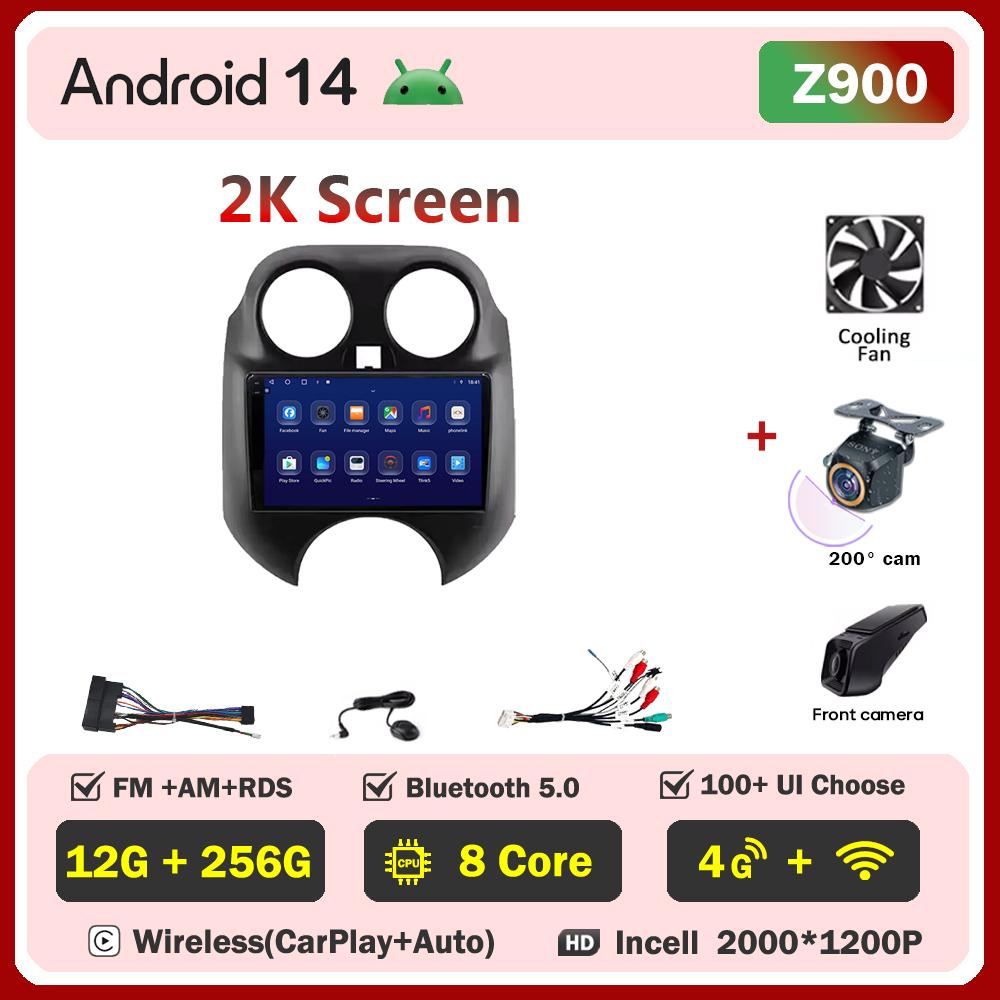 Car Multimedia Player For Nissan March MICRA 2010- 2013 Car Radio Player Touch Screen Wireless Android 14 Stereo Head Unit GPS