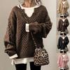 Casual Loose V-neck Knitted Sweaters Long Sleeve Women Jumpers for Ladies Autumn Winter Pullovers