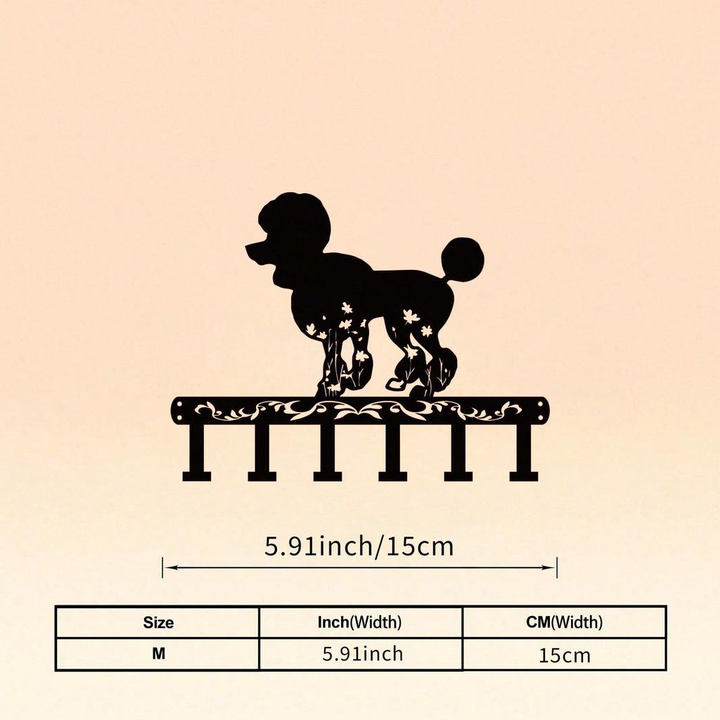 Poodle Silhouette Wall Hook with Floral Decor