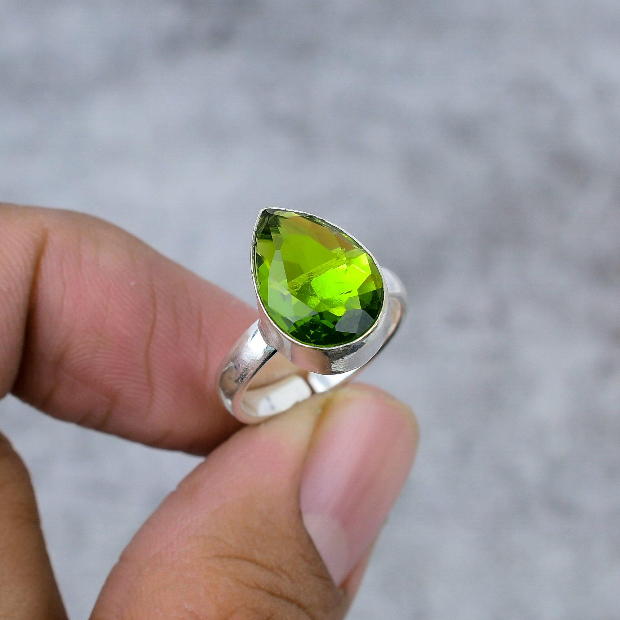 

Peridot Gemstone Handmade 925 Sterling Silver Jewelry Ring Size 9 M-284