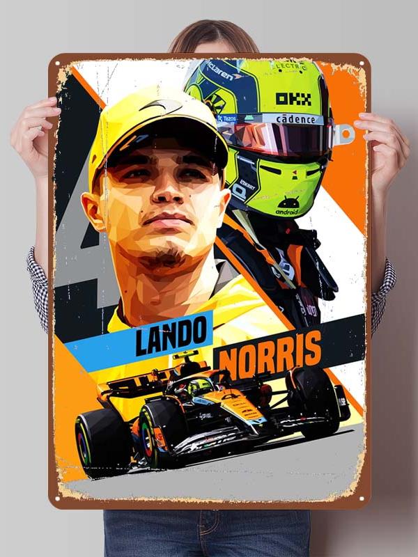 Lando Norris Racer Posters F1 Racing Metal Signs Gaming Room Decoration Custom Tin Plates for Wall Art Decoration Retro Decor