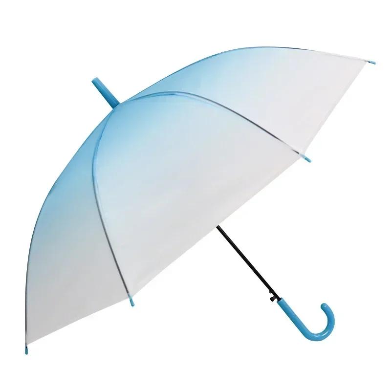 Automatic Transparent Umbrella for StudentsChildren Long Handle Straight Rod Environmentally Friendly Transparent Umbrella