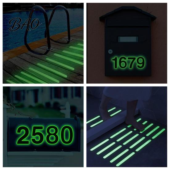 Glow in The Dark Adhesive Decals Number Stickers, Luminous Self-Adhesive House Numbers for Visible Green Light Mailbox Door Wall, Emergency Guide Home