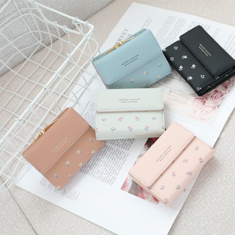 Pureti Small Fresh Korean Style Multi-Functional Cute Short Wallet for Women and Students