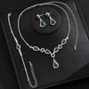 Bridal Jewelry Three-Piece Set Green Diamond Necklace Earrings Three-Piece Set Jewelry