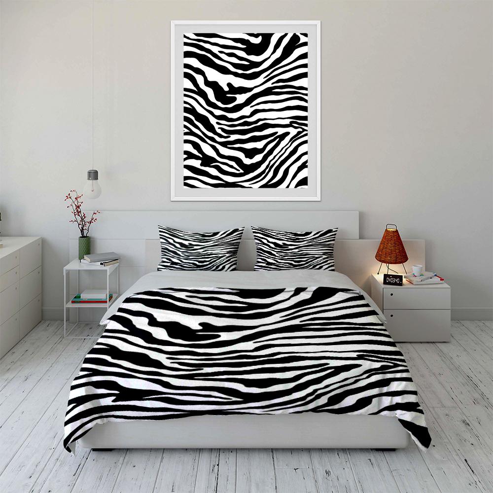 Zebra Striped Black and White Bedding Set Bedding set (1 duvet cover, 2 pillowcases, duvet not included)