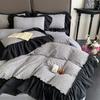 French Large Lace Bedding Set Four-piece Set Princess Style Skin-friendly and Comfortable Washed Quilt Cover Bed Sheet Pillowcase