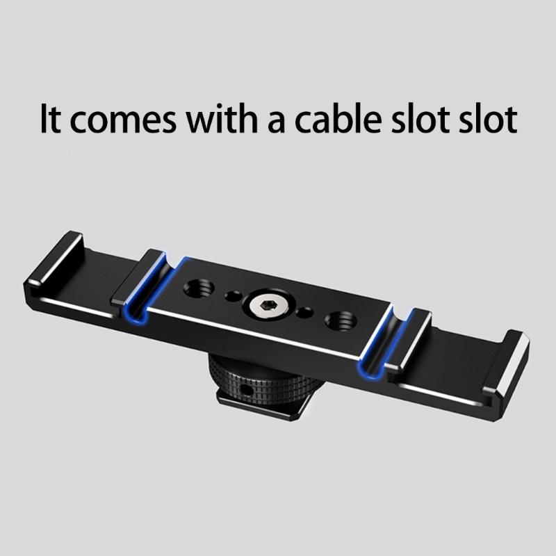Double Cold Shoe Mount Extension Bar Aluminum Brackets for DSLR Camera Accessories Microphone LED Light Mounting