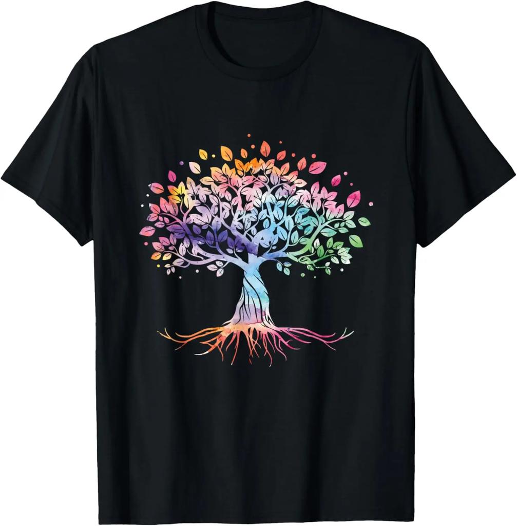 Watercolor Tree Of Life Graphic Tee Unisex Breathable Round Neck TShirt